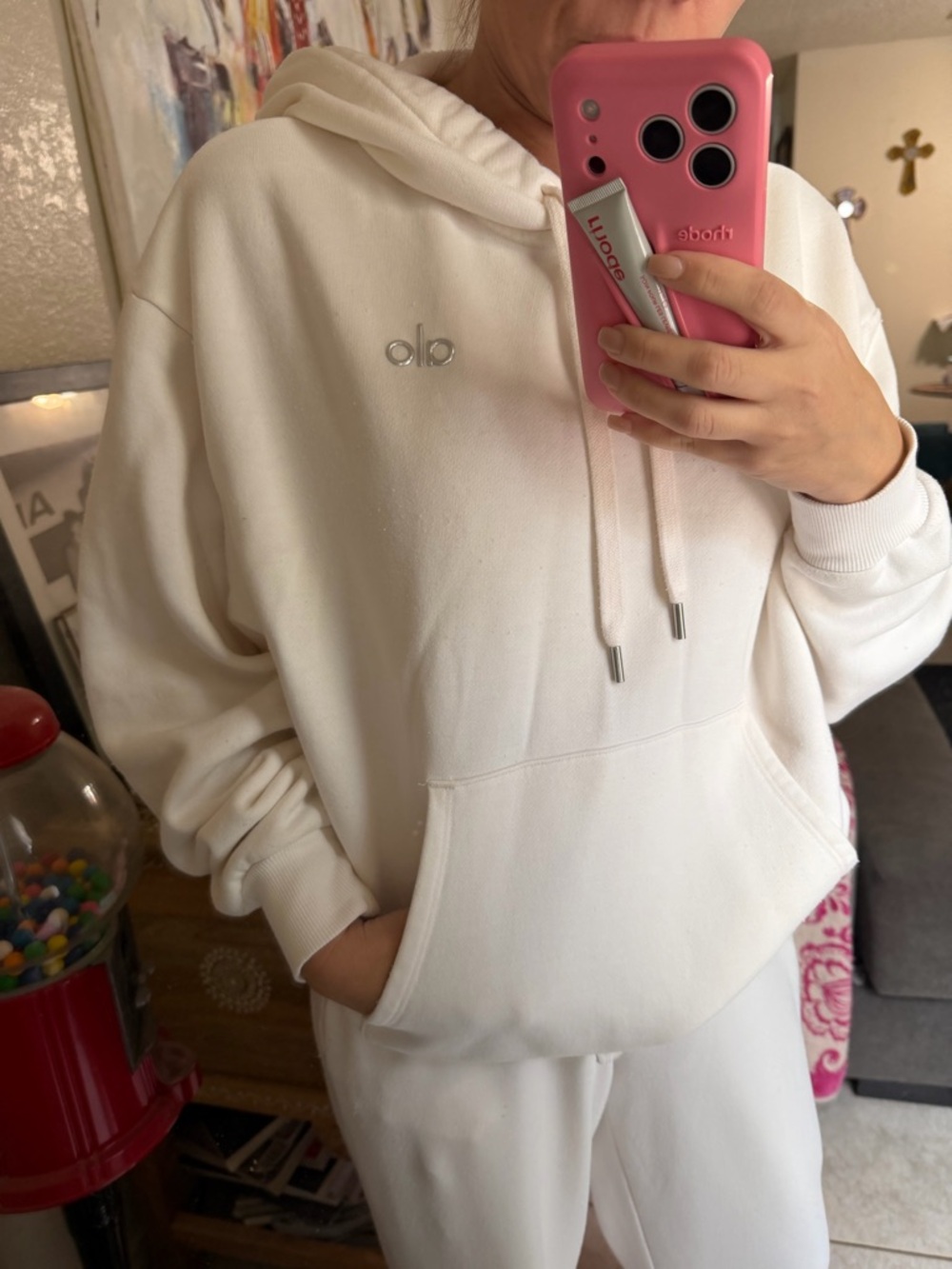 Alo Yoga Accolade Hoodie & Straight Leg Sweatpants Set - Ivory - Picture 2 of 9